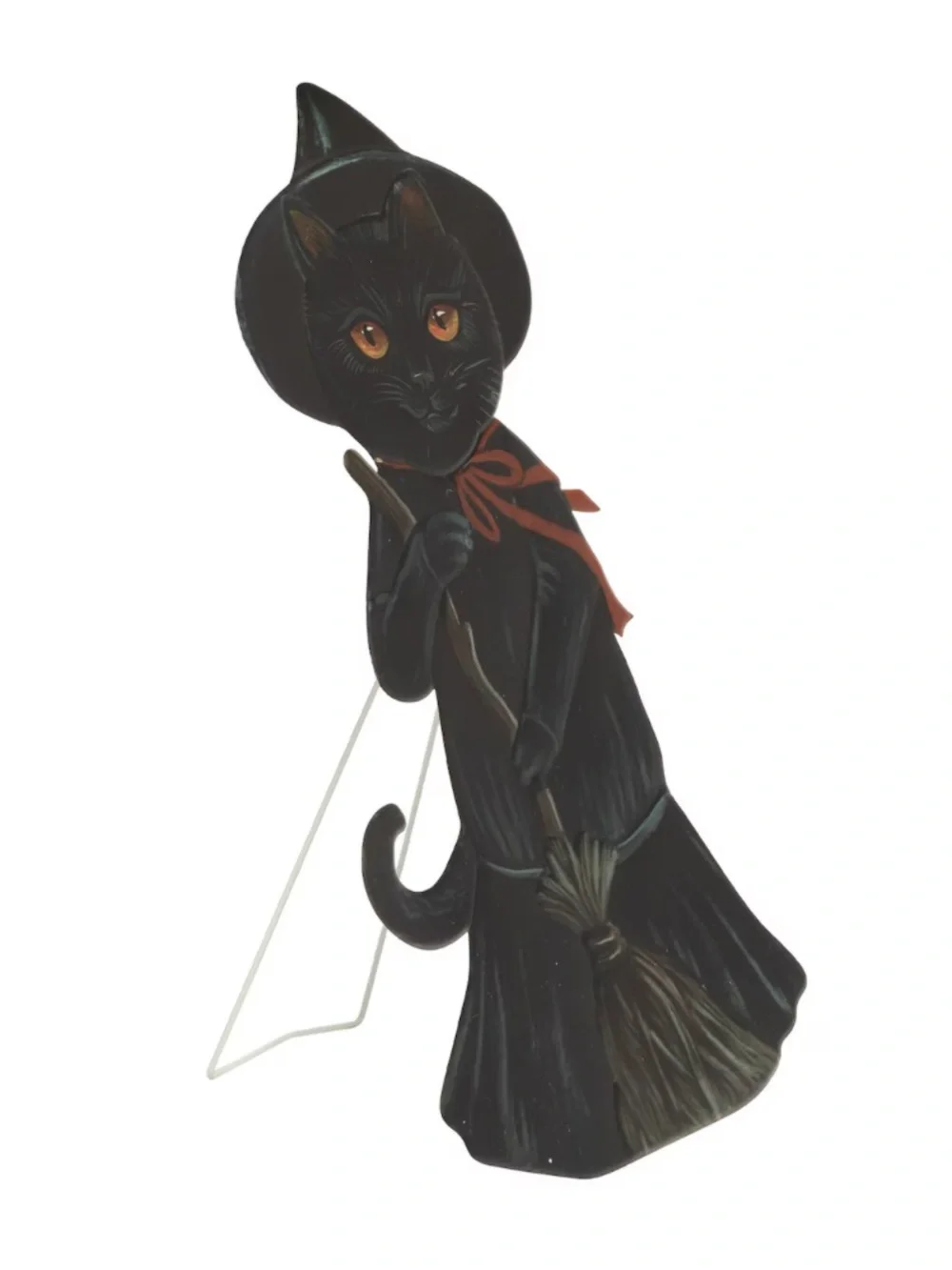 NWT- 23” Black Cat Witch Halloween Metal Easel Stand Porch Sign Decoration